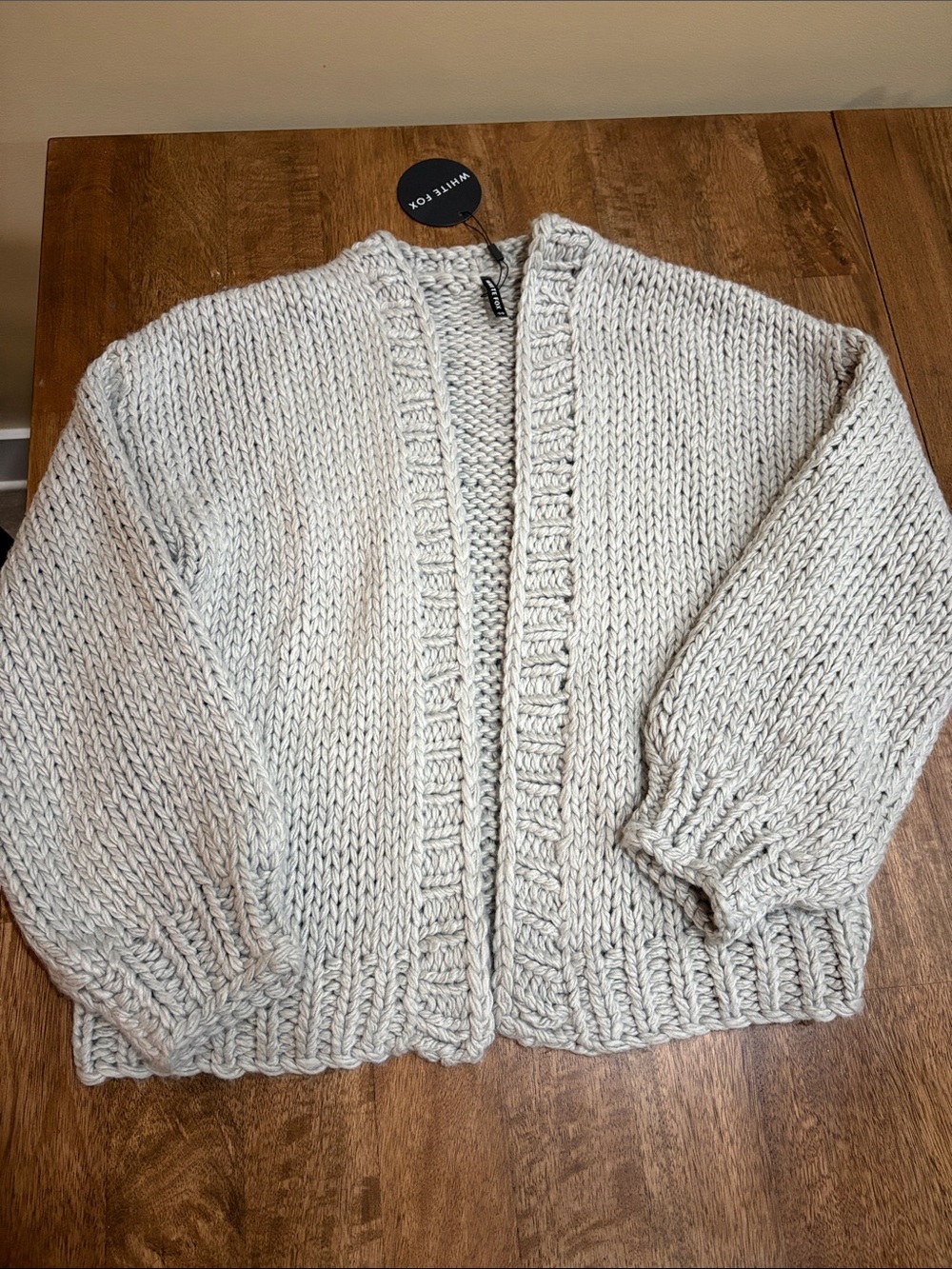White Fox Boutique Chunky Cardigan. Gray. One size. NWT